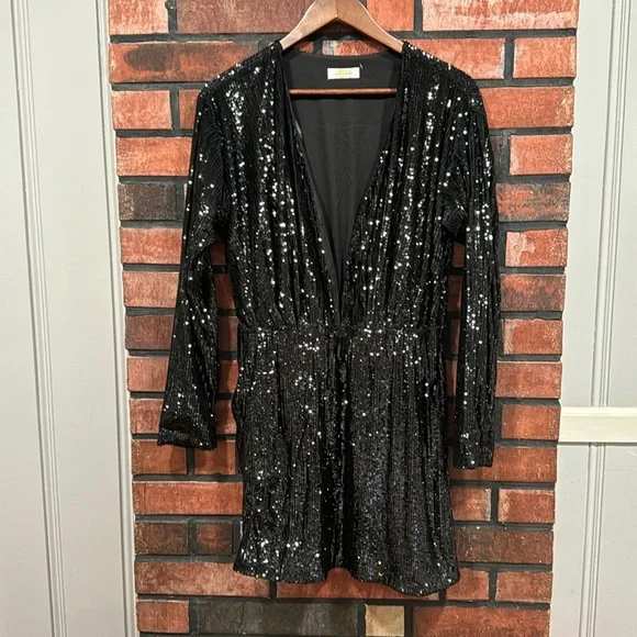 Anine Bing Elena Sequin Black Dress - Picture 4 of 12